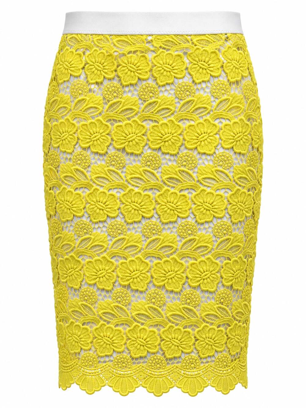 Rebecca Minkoff Yellow Floral Lace Pencil Skirt Size 0